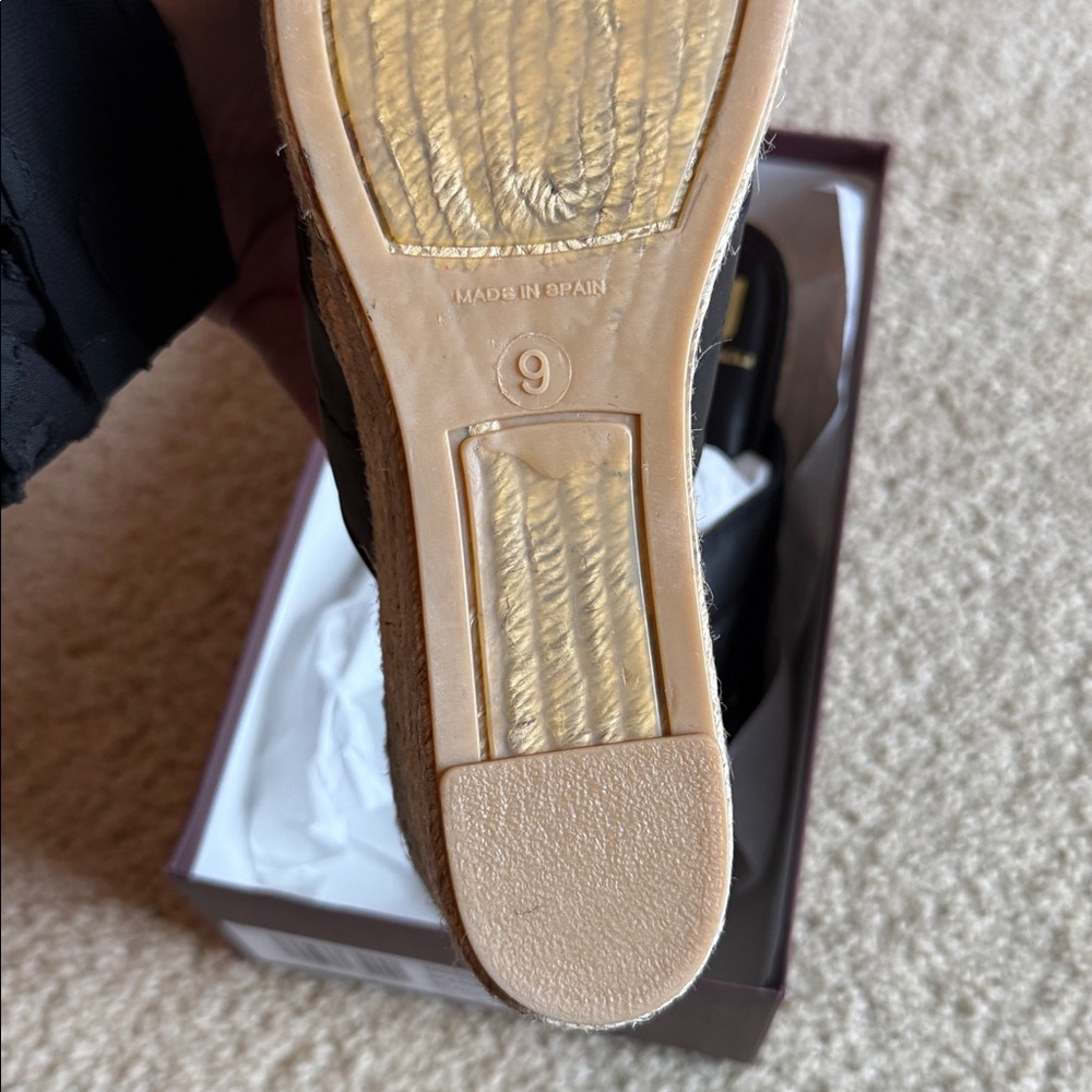 Bruno Magli Elena black espadrille sandal leather shoe size 9 - Picture 5 of 5